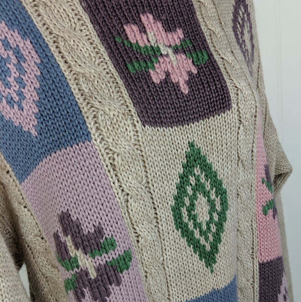 Vintage Cottage Core Granny Chic Patchwork Sweater - image 6